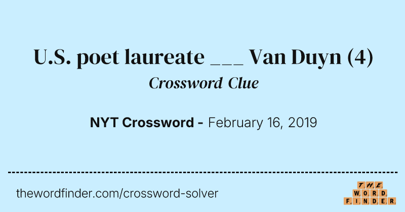 U.S. poet laureate ___ Van Duyn crossword clue image