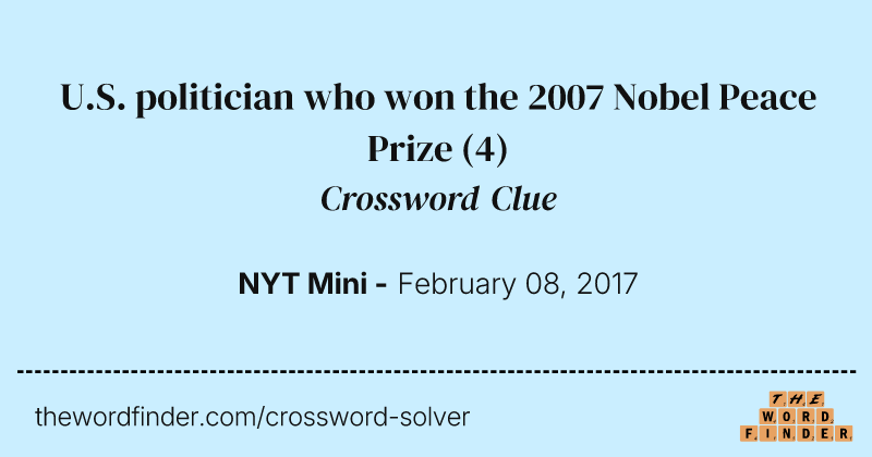 U.S. politician who won the 2007 Nobel Peace Prize crossword clue image