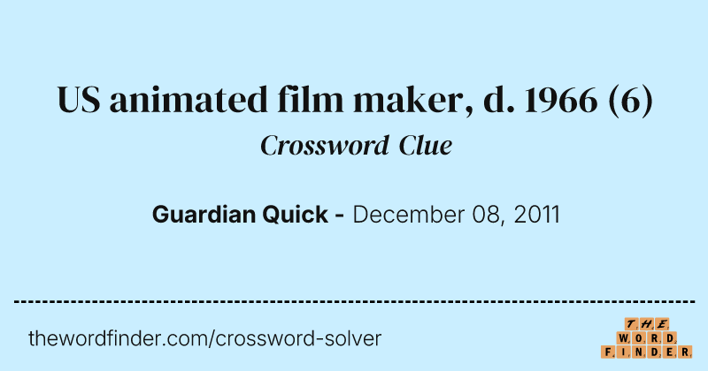 US animated film maker, d. 1966 crossword clue image