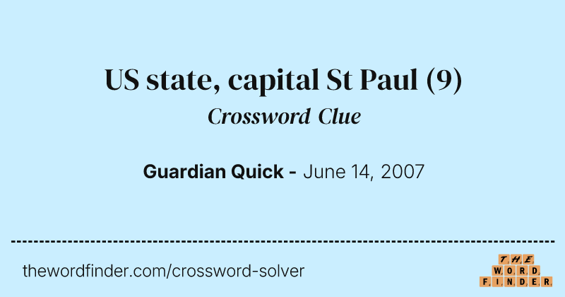 US state, capital St Paul crossword clue image
