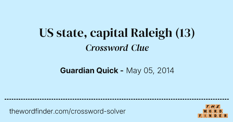 US state, capital Raleigh crossword clue image