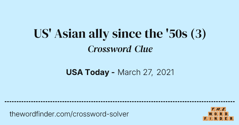 US' Asian ally since the '50s crossword clue image