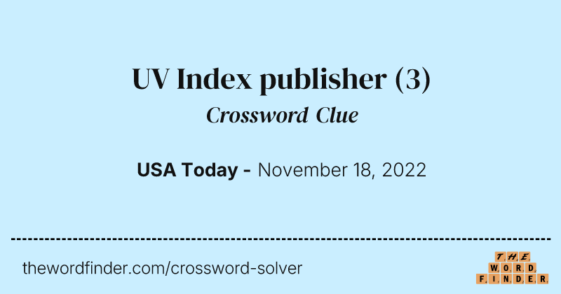 UV Index publisher crossword clue image