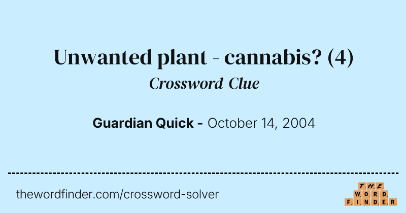 Unwanted plant - cannabis? crossword clue image