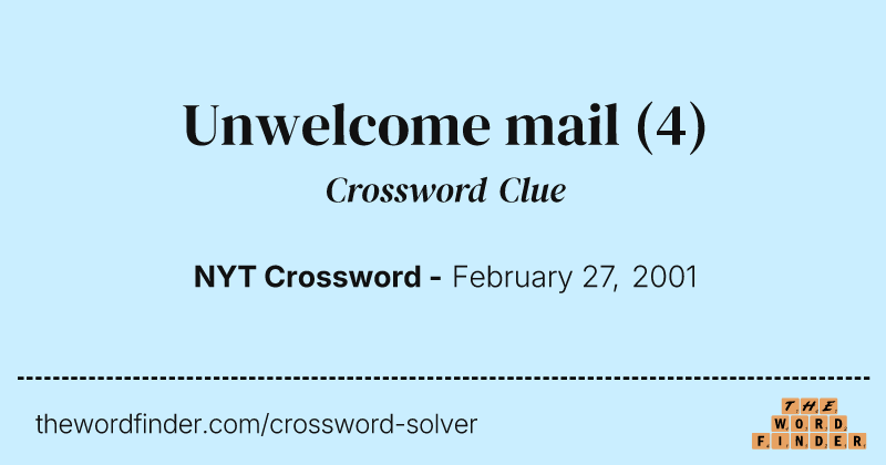Unwelcome mail crossword clue image