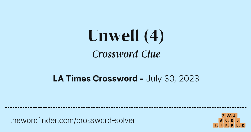 Unwell crossword clue image