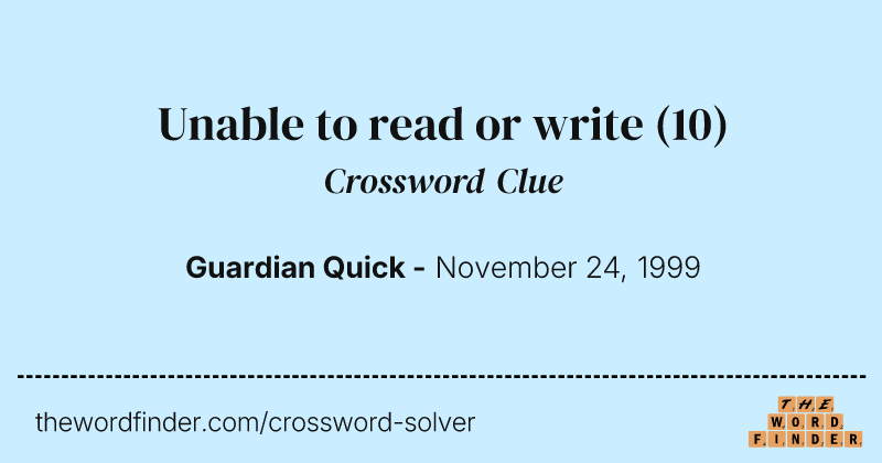 Unable to read or write crossword clue image