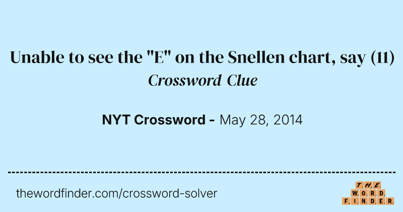 Unable to see the "E" on the Snellen chart, say crossword clue image