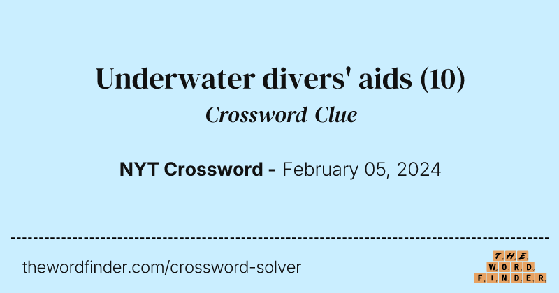 Underwater divers' aids crossword clue image