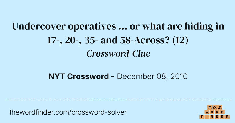 Undercover operatives ... or what are hiding in 17-, 20-, 35- and 58-Across? crossword clue image