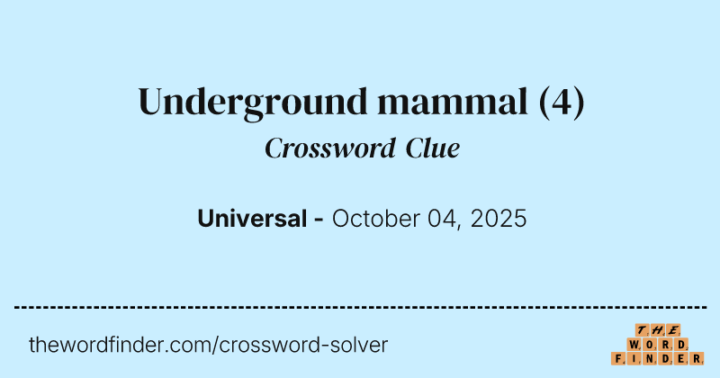 Underground mammal crossword clue image