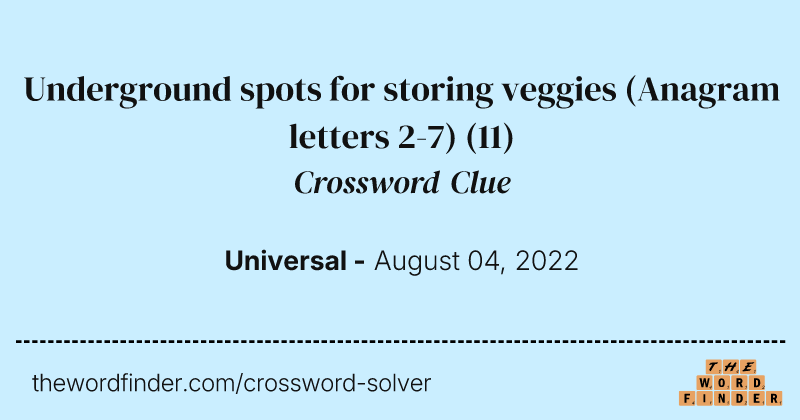 Underground spots for storing veggies (Anagram letters 2-7) crossword clue image