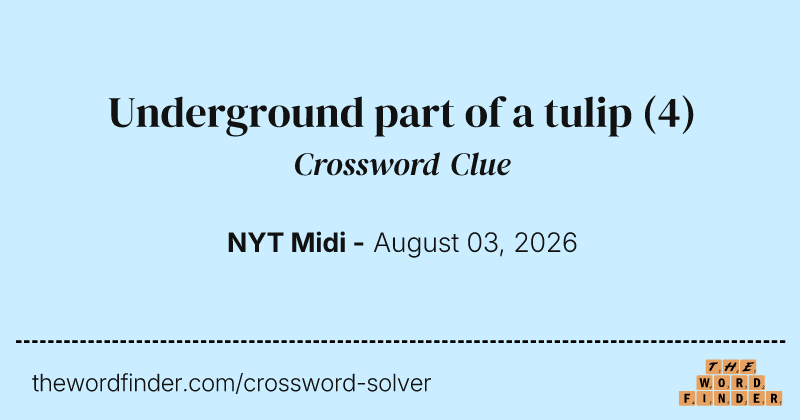 Underground part of a tulip crossword clue image