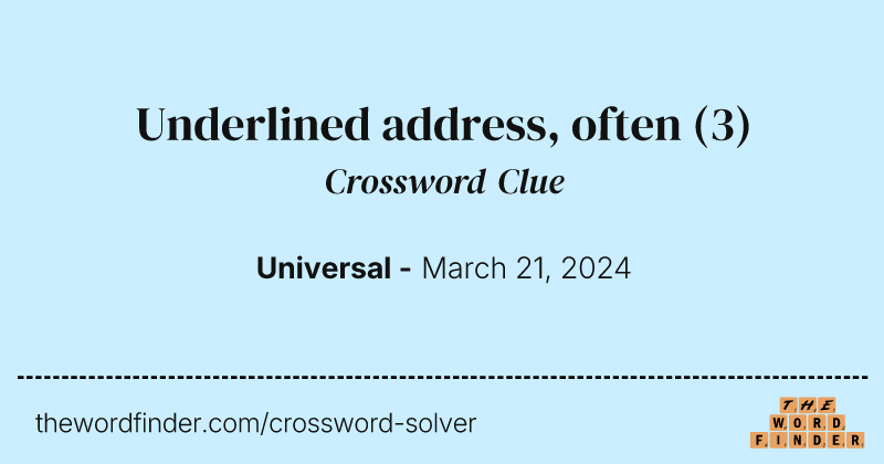Underlined address, often crossword clue image