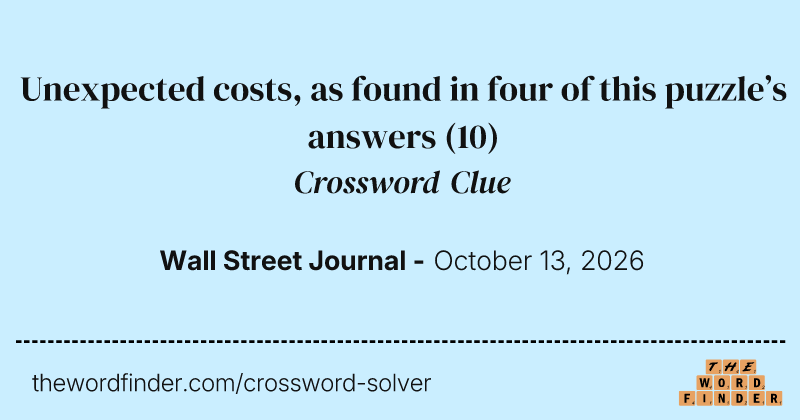 Unexpected costs, as found in four of this puzzle’s answers crossword clue image