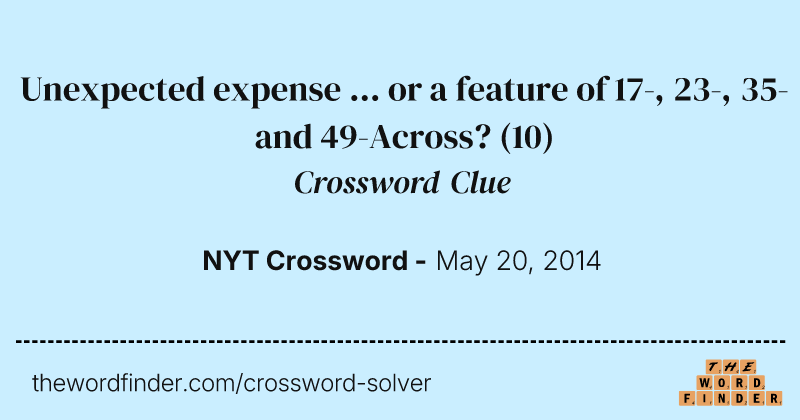 Unexpected expense ... or a feature of 17-, 23-, 35- and 49-Across? crossword clue image