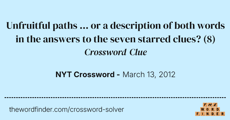 Unfruitful paths ... or a description of both words in the answers to the seven starred clues? crossword clue image