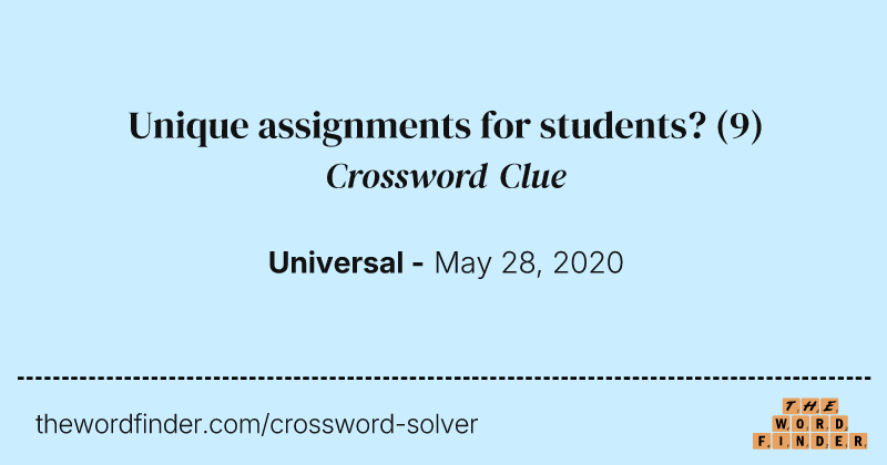 Unique assignments for students? crossword clue image