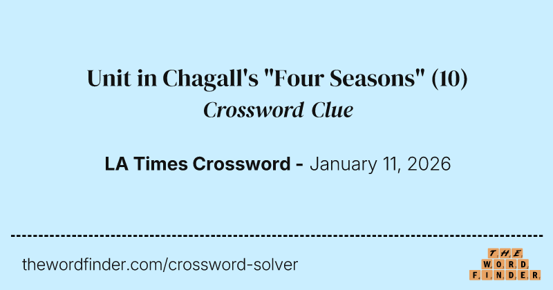 Unit in Chagall's "Four Seasons" crossword clue image