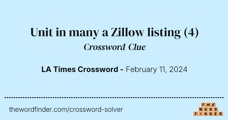 Unit in many a Zillow listing crossword clue image
