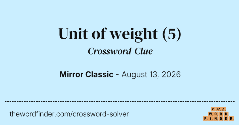 Unit of weight crossword clue image