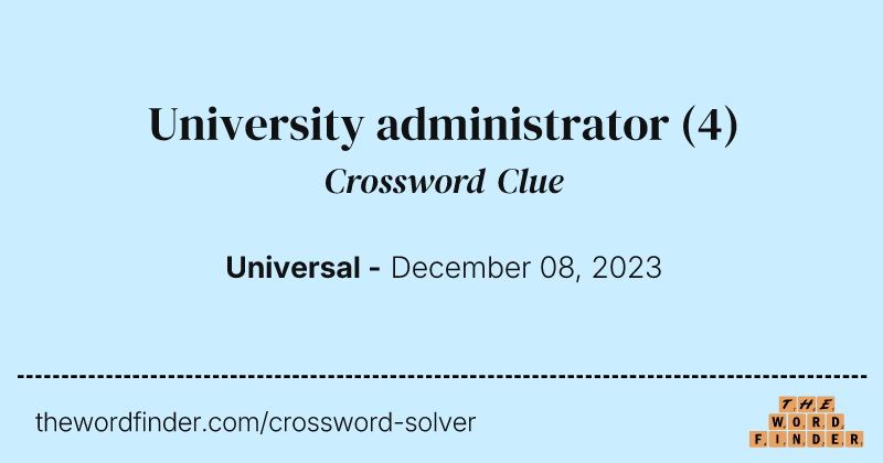 University administrator crossword clue image