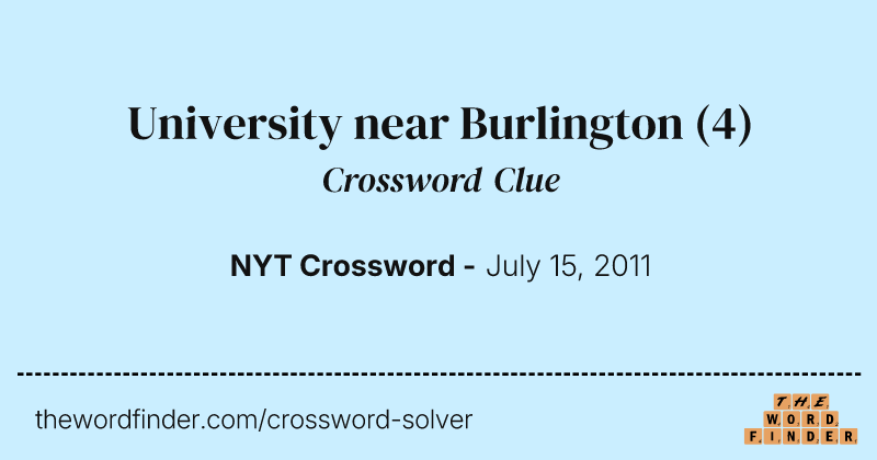 University near Burlington crossword clue image