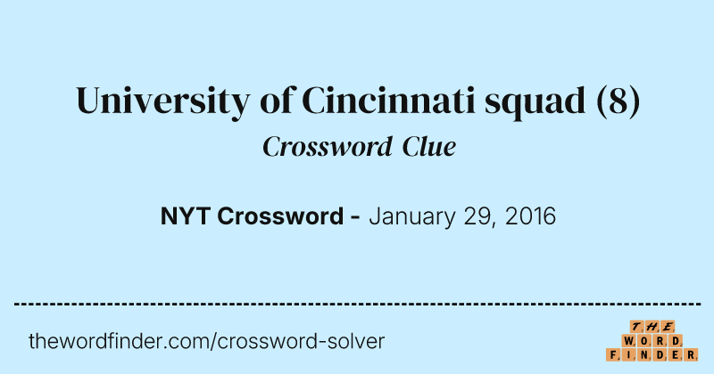 University of Cincinnati squad crossword clue image
