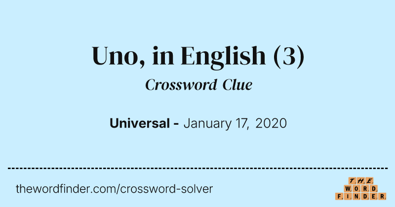 Uno, in English crossword clue image