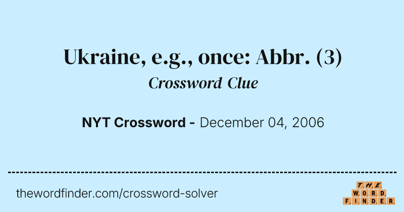 Ukraine, e.g., once: Abbr. crossword clue image