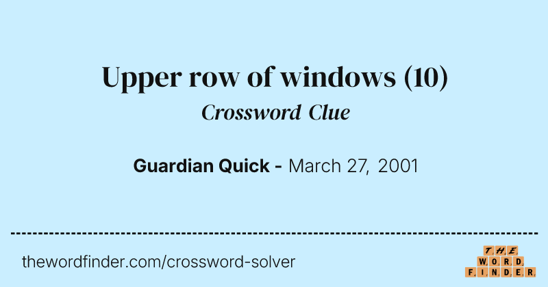 Upper row of windows crossword clue image