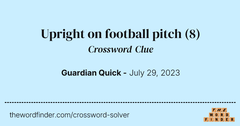 Upright on football pitch crossword clue image