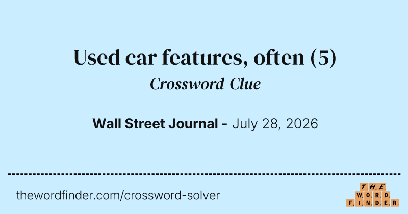 Used car features, often crossword clue image