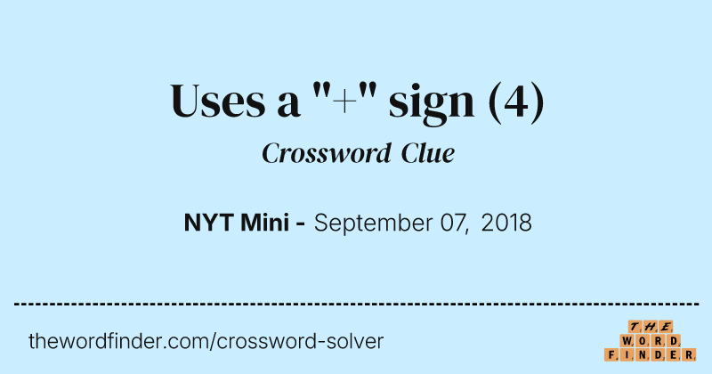 Uses a "+" sign crossword clue image