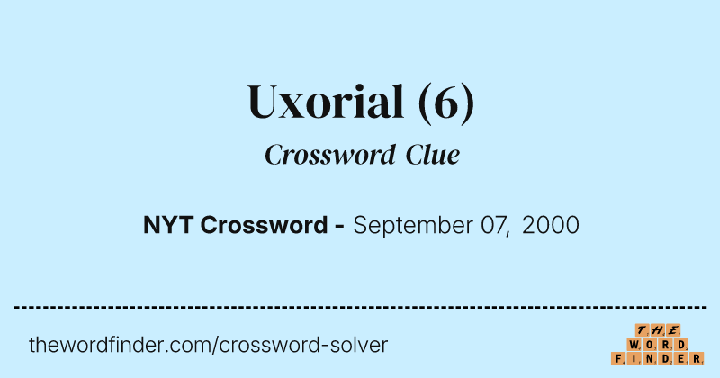 Uxorial crossword clue image