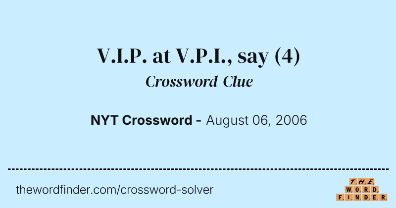 V.I.P. at V.P.I., say crossword clue image