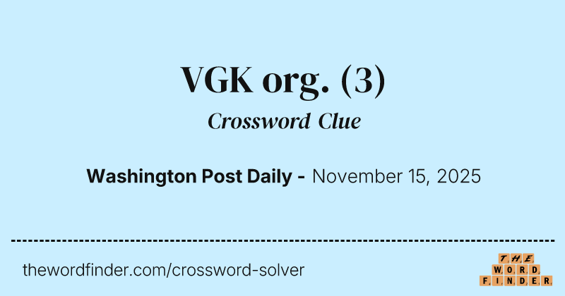 VGK org. crossword clue image