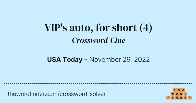 VIP's auto, for short crossword clue image