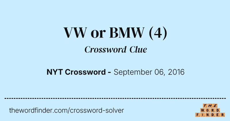 VW or BMW crossword clue image