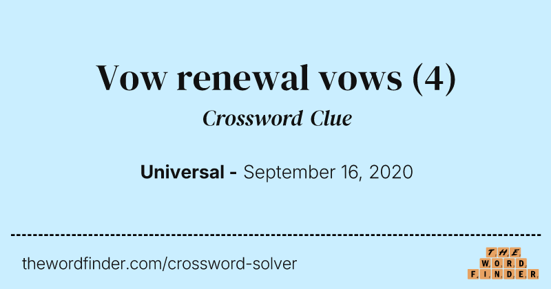 Vow renewal vows crossword clue image