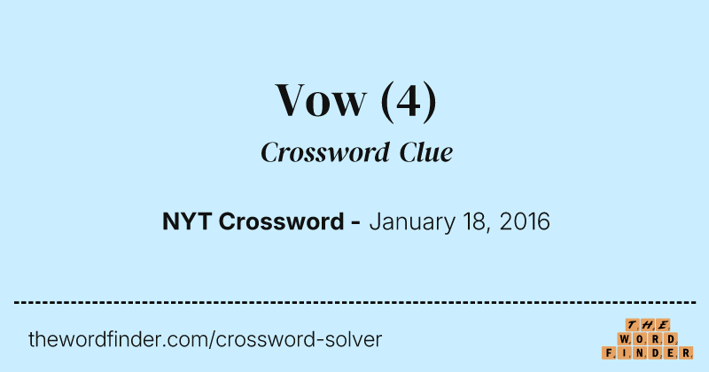 Vow crossword clue image