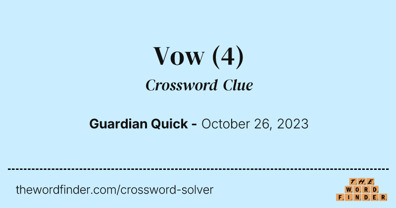 Vow crossword clue image
