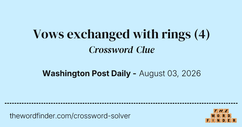 Vows exchanged with rings crossword clue image