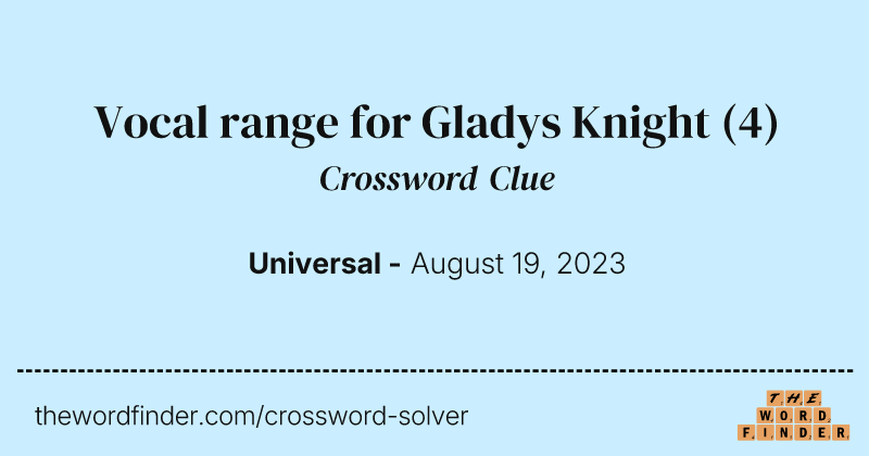 Vocal range for Gladys Knight crossword clue image