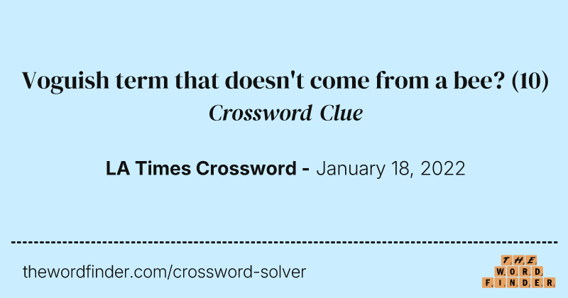 Voguish term that doesn't come from a bee? crossword clue image
