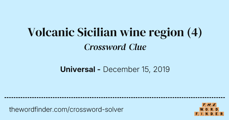 Volcanic Sicilian wine region crossword clue image