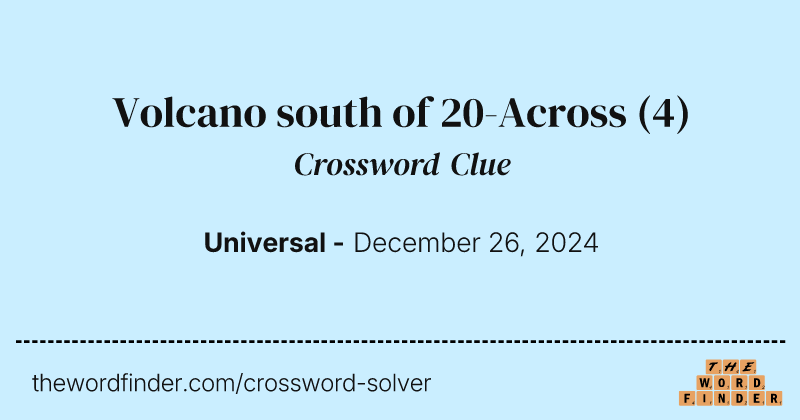 Volcano south of 20-Across crossword clue image
