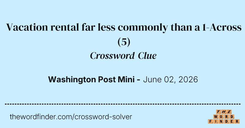 Vacation rental far less commonly than a 1-Across crossword clue image