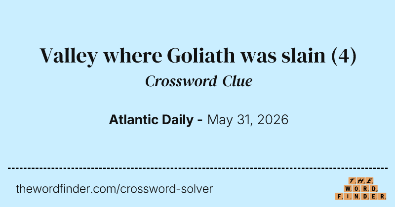 Valley where Goliath was slain crossword clue image