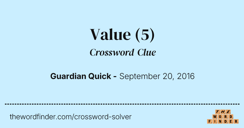 Value crossword clue image